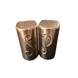 Vintage Mid-Century Square Copper Aluminum Salt & Pepper‎ Shakers